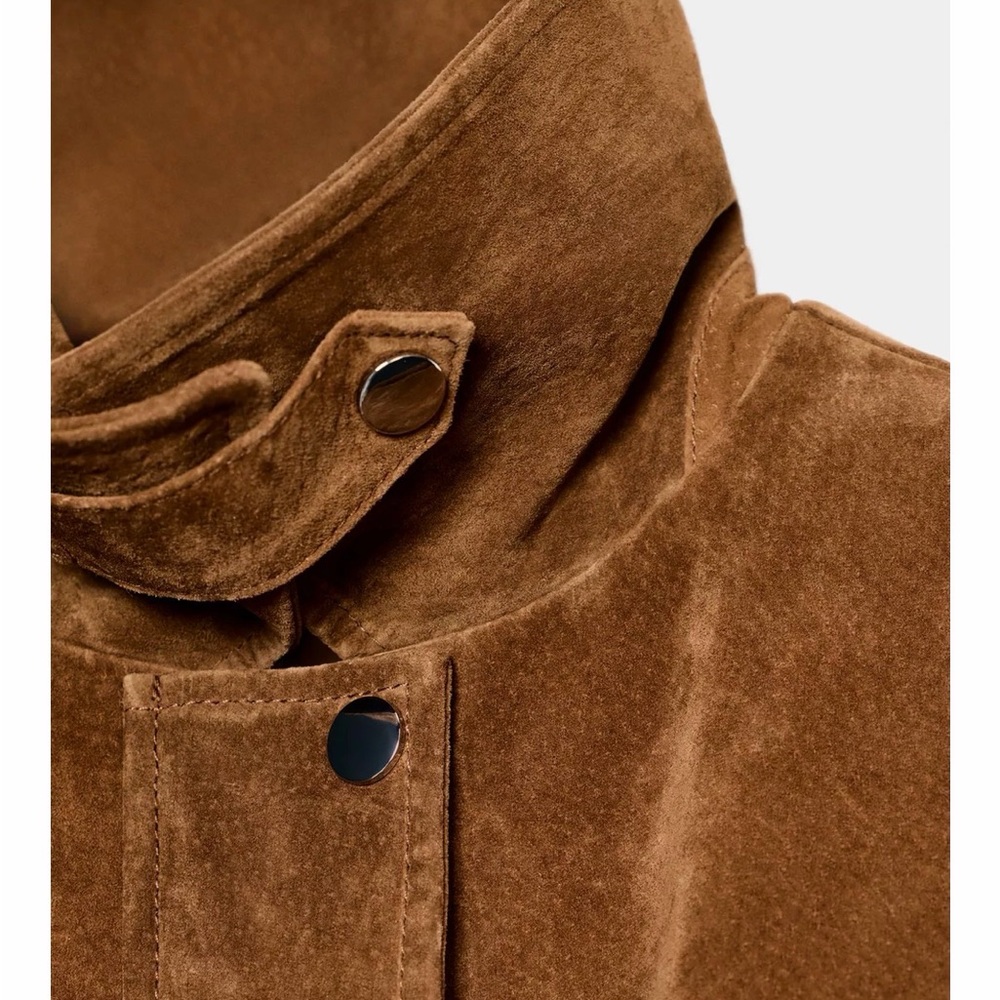ZARA 100% LEATHER BOMBER JACKET - Picture 8 of 14